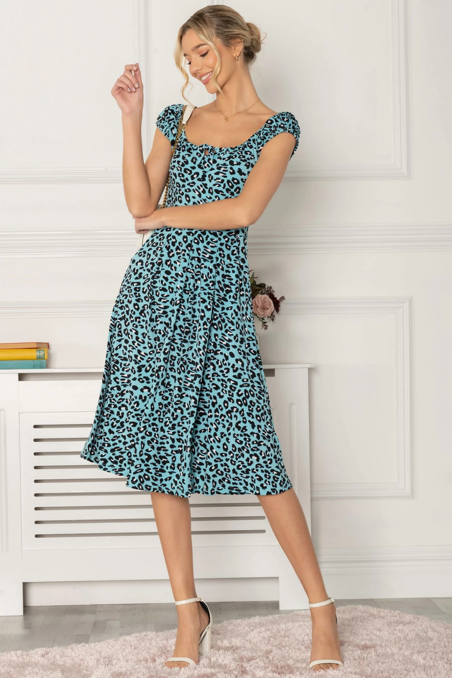 Jolie Moi Blue Lindsey Bow Front Midi Dress 5 Jolie Moi Blue Lindsey Bow Front Midi Dress - Image 4