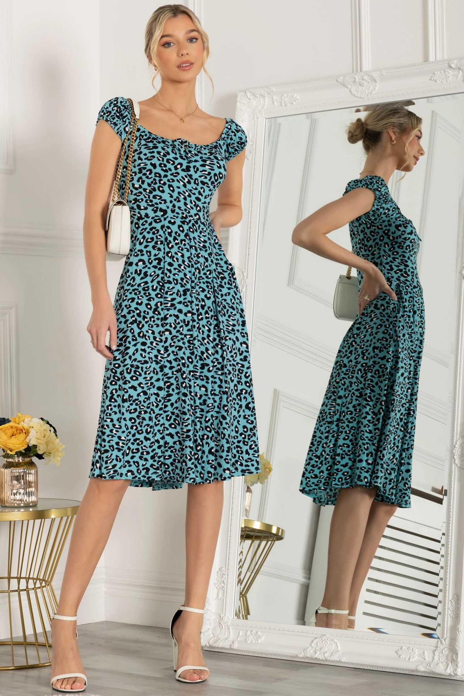 Jolie Moi Blue Lindsey Bow Front Midi Dress 6 Jolie Moi Blue Lindsey Bow Front Midi Dress - Image 5