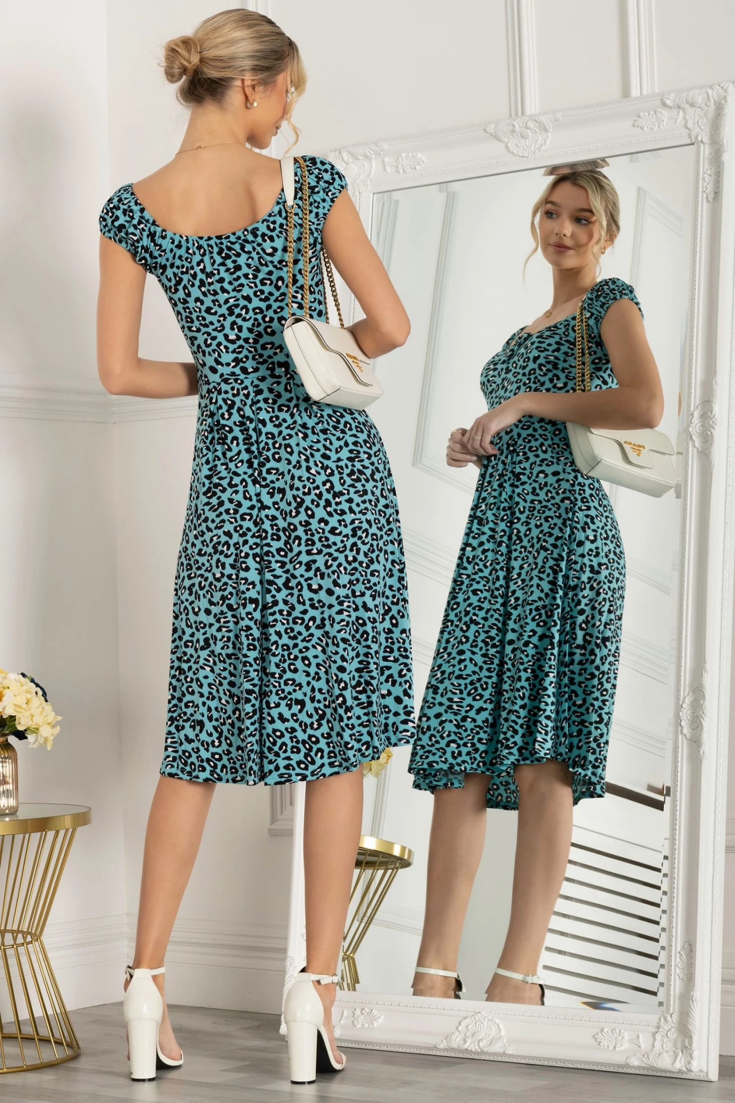 Jolie Moi Blue Lindsey Bow Front Midi Dress 7 Jolie Moi Blue Lindsey Bow Front Midi Dress - Image 6