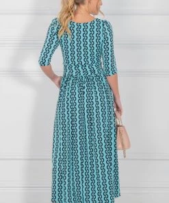 Jolie Moi Cierra Green 3/4 Sleeve Maxi Dress -Jolie Moi Sales unnamed file 136 scaled