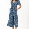 Jolie Moi Blue Bess Floral Print Tie Waist Jumpsuit -Jolie Moi Sales unnamed file 1361