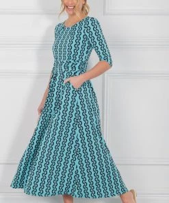 Jolie Moi Cierra Green 3/4 Sleeve Maxi Dress -Jolie Moi Sales unnamed file 137 scaled