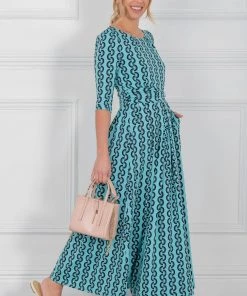 Jolie Moi Cierra Green 3/4 Sleeve Maxi Dress -Jolie Moi Sales unnamed file 138 scaled