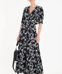 Jolie Moi Bianca Floral Print Black Jumpsuit