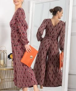 Jolie Moi Red Devora Long Sleeve Jumpsuit -Jolie Moi Sales unnamed file 1391 scaled