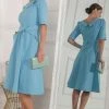 Jolie Moi Blue Maayan Fold Neck Dress -Jolie Moi Sales unnamed file 14