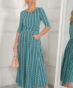 Jolie Moi Cierra Green 3/4 Sleeve Maxi Dress -Jolie Moi Sales unnamed file 140