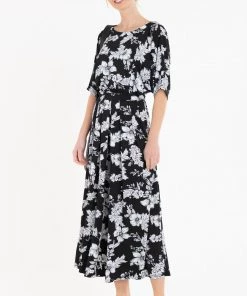 Jolie Moi Cleo Floral Print Black Jumpsuit