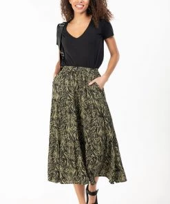 Jolie Moi Green Sara Woven Midi Skirt -Jolie Moi Sales unnamed file 1429 scaled