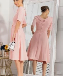 Jolie Moi Pink Beckie Fold Over Neck Dress -Jolie Moi Sales unnamed file 1449 scaled