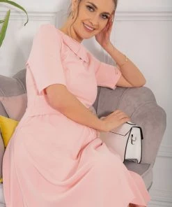 Jolie Moi Pink Beckie Fold Over Neck Dress -Jolie Moi Sales unnamed file 1450 scaled