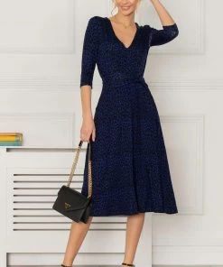 Jolie Moi Blue Delylah V-Neck Midi Dress -Jolie Moi Sales unnamed file 146 scaled