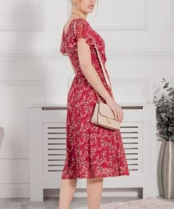 Jolie Moi Red Stacy Cross Front Mesh Dress -Jolie Moi Sales unnamed file 152 scaled