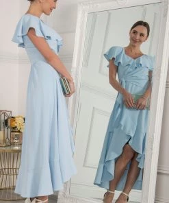 Jolie Moi Blue Vella Frill Wrap Maxi Dress -Jolie Moi Sales unnamed file 159 scaled