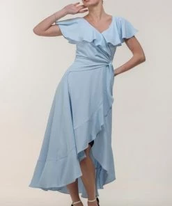 Jolie Moi Blue Vella Frill Wrap Maxi Dress -Jolie Moi Sales unnamed file 161