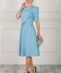 Jolie Moi Blue Maayan Fold Neck Dress -Jolie Moi Sales unnamed file 18 scaled