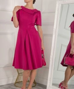 Jolie Moi Pink Sophia Button Collar Dress