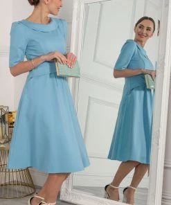 Jolie Moi Blue Maayan Fold Neck Dress -Jolie Moi Sales unnamed file 19 scaled