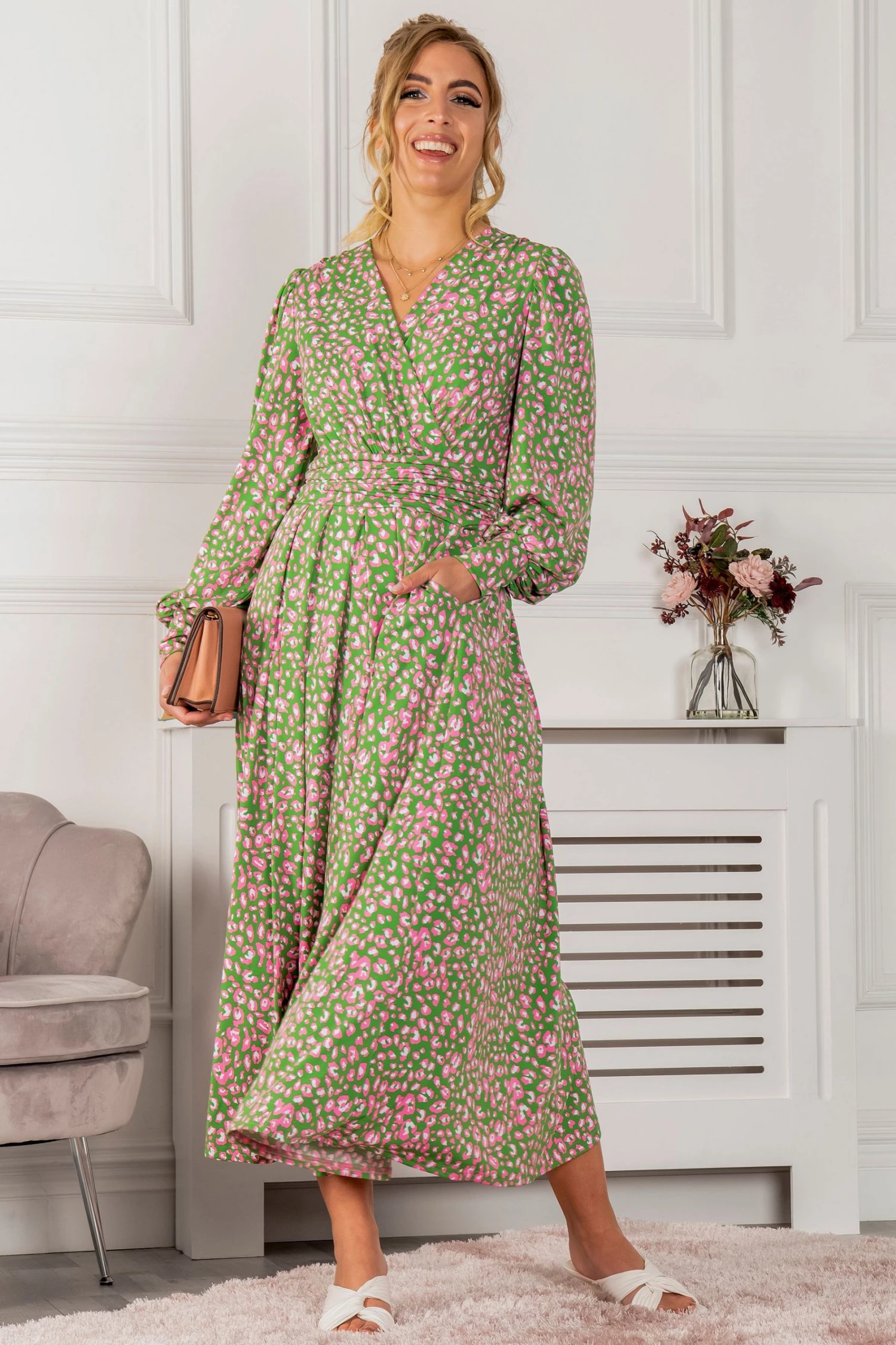 Jolie Moi Green Allyn Long Sleeved Maxi Dress 3 Jolie Moi Green Allyn Long Sleeved Maxi Dress