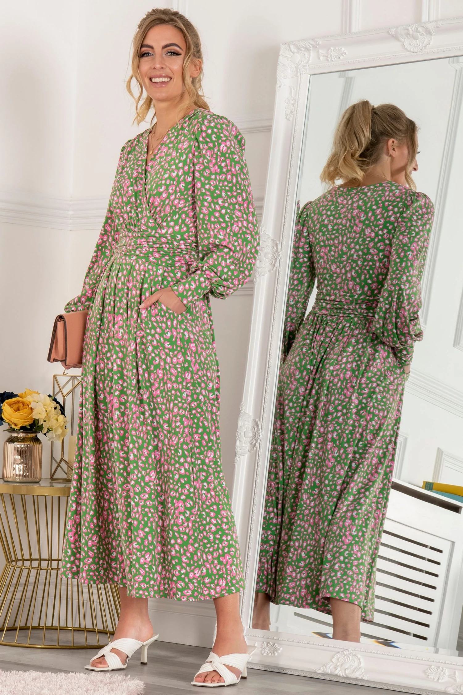 Jolie Moi Green Allyn Long Sleeved Maxi Dress 6 Jolie Moi Green Allyn Long Sleeved Maxi Dress - Image 4