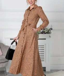 Jolie Moi Brown Vihana Shirt Maxi Dress
