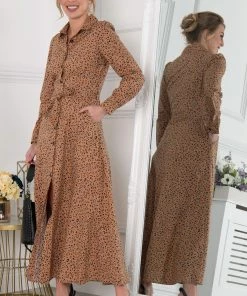 Jolie Moi Brown Vihana Shirt Maxi Dress -Jolie Moi Sales unnamed file 206 scaled