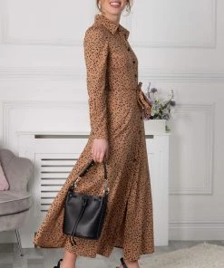 Jolie Moi Brown Vihana Shirt Maxi Dress -Jolie Moi Sales unnamed file 207 scaled