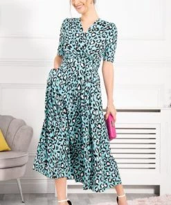 Jolie Moi Blue Animal Print Maxi Dress -Jolie Moi Sales unnamed file 216