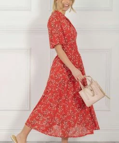 Jolie Moi Carina Red Key Hole Neck Mesh Dress -Jolie Moi Sales unnamed file 227 scaled