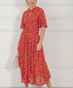 Jolie Moi Carina Red Key Hole Neck Mesh Dress -Jolie Moi Sales unnamed file 228 scaled