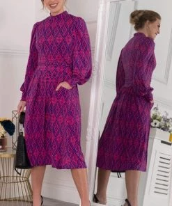 Jolie Moi Purple Kathryn Long Sleeve Midi Dress -Jolie Moi Sales unnamed file 235