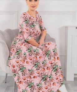 Jolie Moi Dorothy Pink 3/4 Sleeve Maxi Dress -Jolie Moi Sales unnamed file 238 scaled