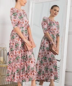 Jolie Moi Dorothy Pink 3/4 Sleeve Maxi Dress -Jolie Moi Sales unnamed file 239 scaled
