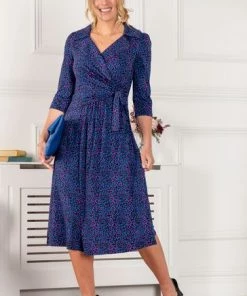 Jolie Moi Blue Sylvie Wrap Collar Dress -Jolie Moi Sales unnamed file 253