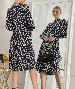 Jolie Moi Blue Kathryn Long Sleeve Midi Dress -Jolie Moi Sales unnamed file 257 scaled