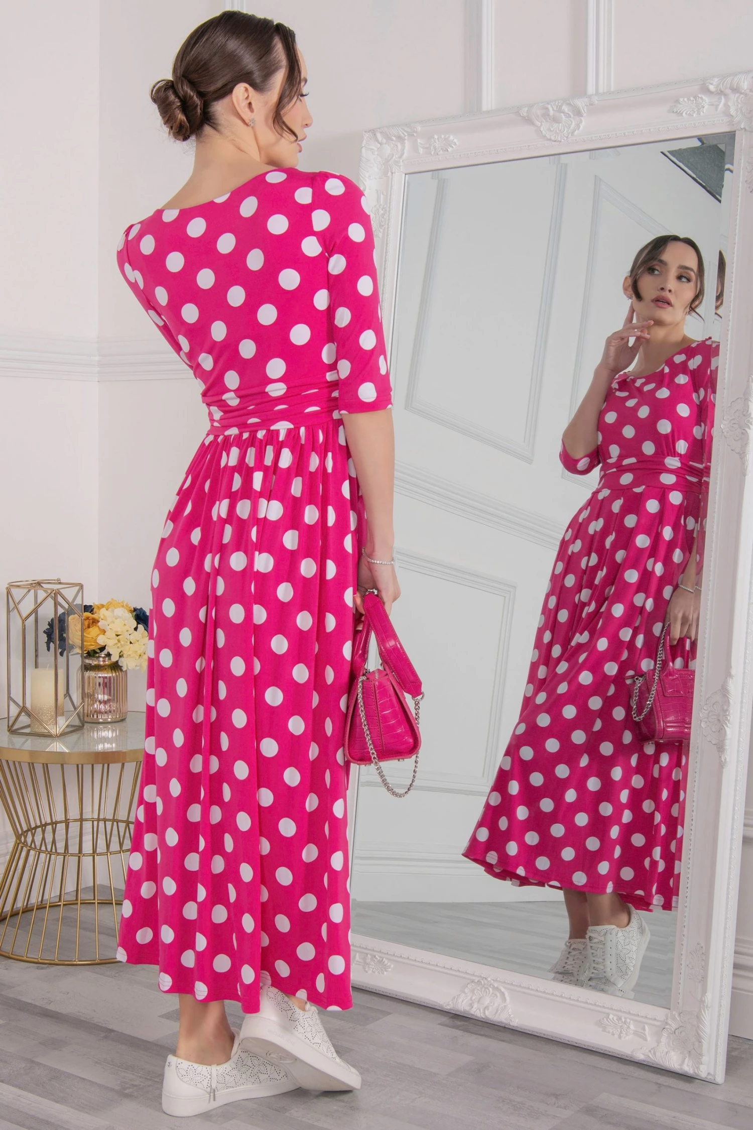 Jolie Moi Pink Deasia Polka Dot Print Maxi Dress 5 Jolie Moi Pink Deasia Polka Dot Print Maxi Dress - Image 3