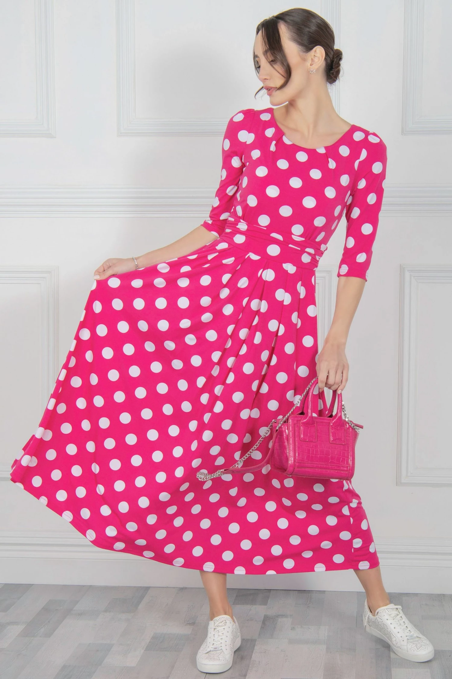Jolie Moi Pink Deasia Polka Dot Print Maxi Dress 6 Jolie Moi Pink Deasia Polka Dot Print Maxi Dress - Image 4