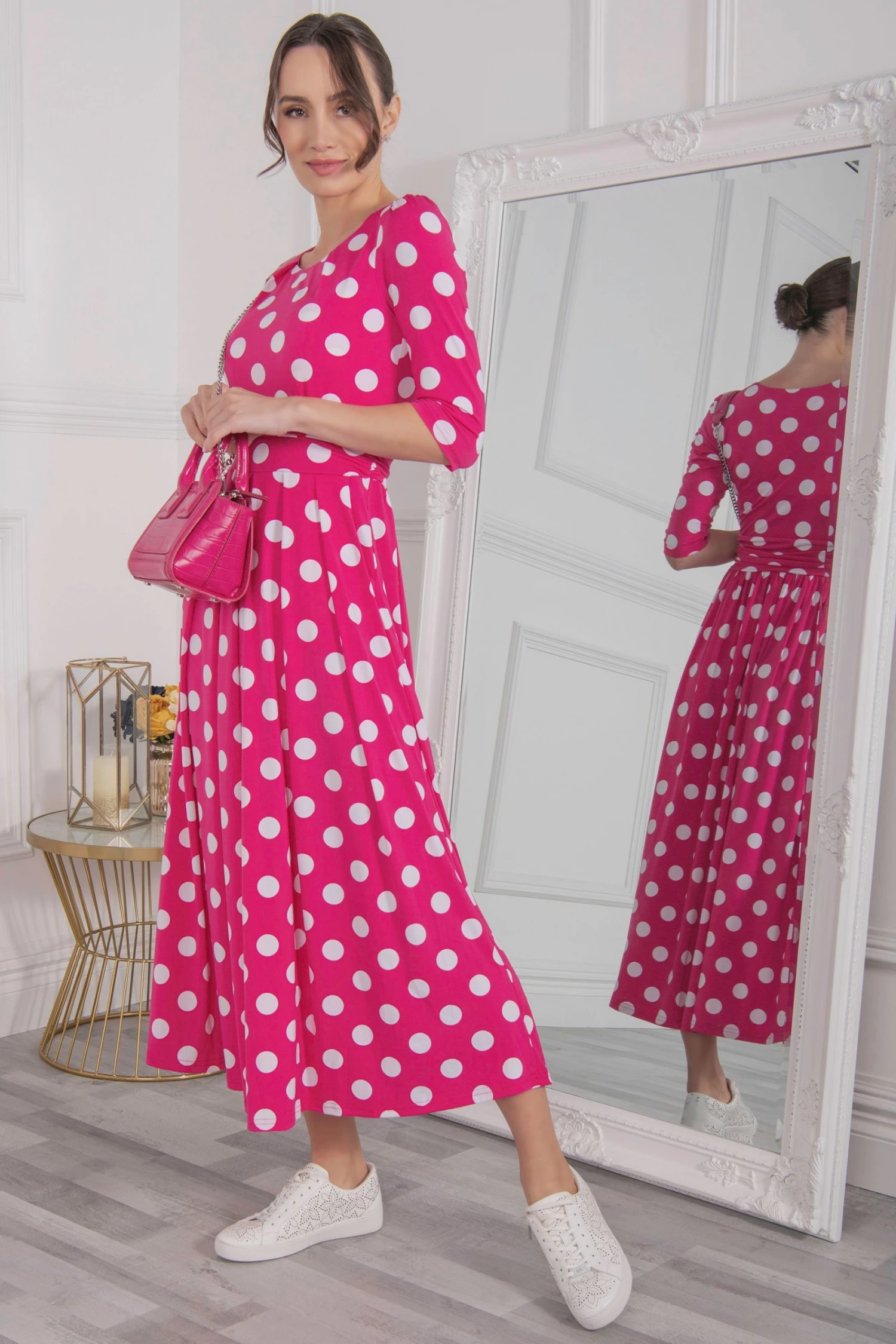 Jolie Moi Pink Deasia Polka Dot Print Maxi Dress 7 Jolie Moi Pink Deasia Polka Dot Print Maxi Dress - Image 5
