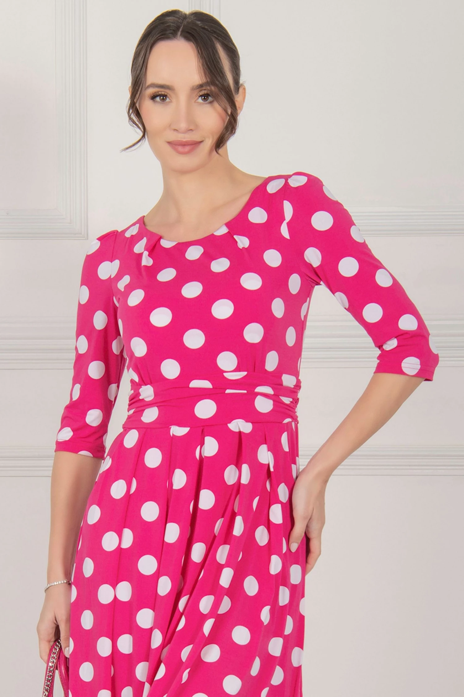 Jolie Moi Pink Deasia Polka Dot Print Maxi Dress 8 Jolie Moi Pink Deasia Polka Dot Print Maxi Dress - Image 6