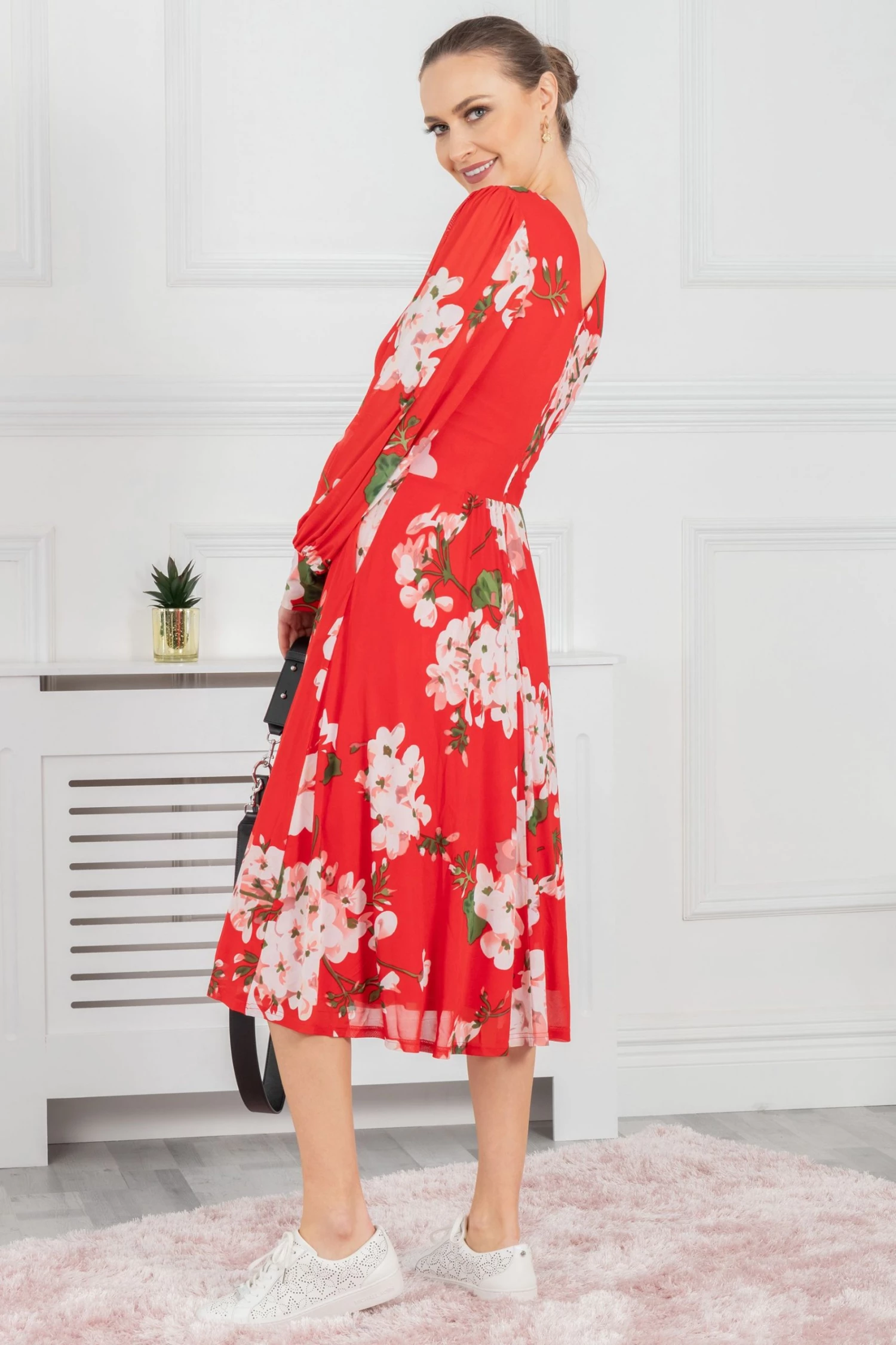 Jolie Moi Red Gianna Long Sleeve Mesh Dress 8 Jolie Moi Red Gianna Long Sleeve Mesh Dress - Image 6