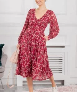 Jolie Moi Purple Gianna Long Sleeve Mesh Dress