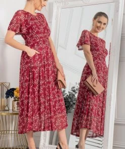 Jolie Moi Red Julita Mesh Maxi Dress