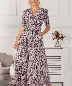 Jolie Moi Pink Kendall Wrap Front Maxi Dress