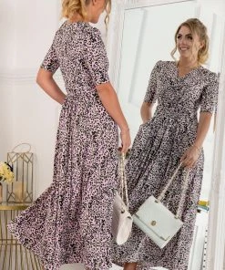 Jolie Moi Pink Kendall Wrap Front Maxi Dress -Jolie Moi Sales unnamed file 292 scaled