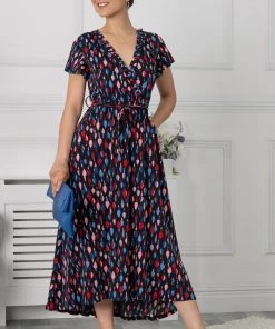 Jolie Moi Blue Lola Wrap Dip Hem Maxi Dress -Jolie Moi Sales unnamed file 304 scaled