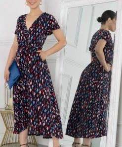 Jolie Moi Blue Lola Wrap Dip Hem Maxi Dress -Jolie Moi Sales unnamed file 306