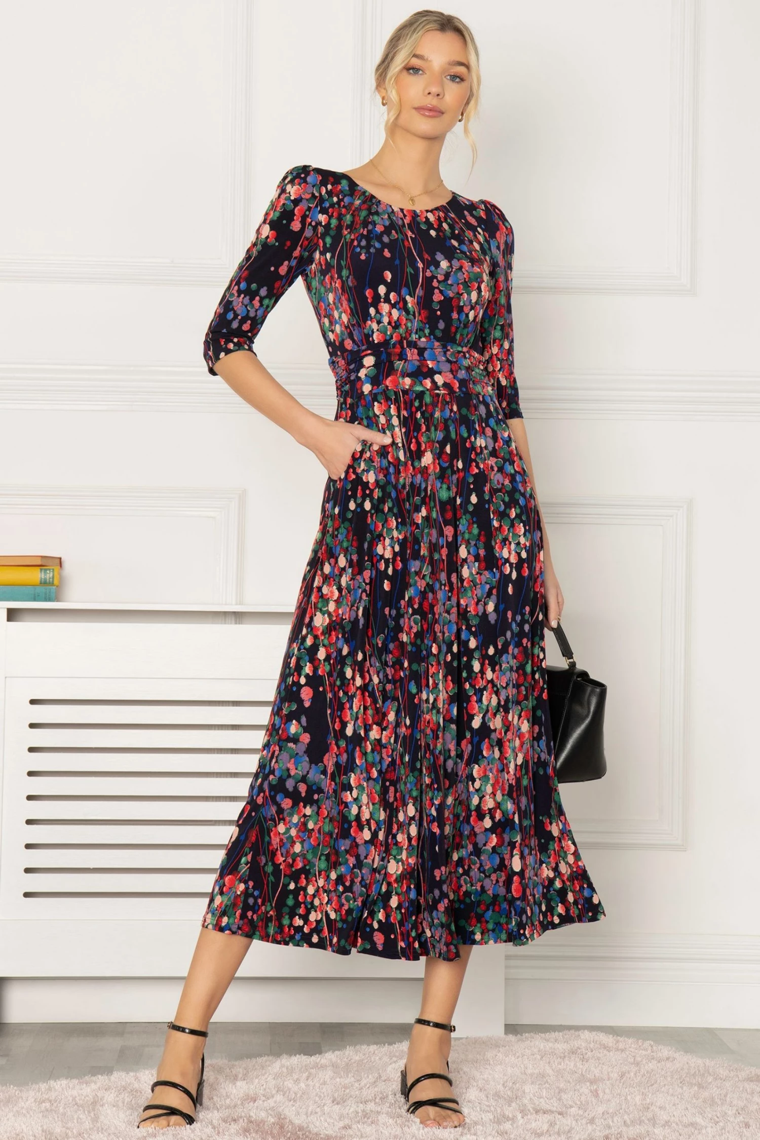 Jolie Moi Blue Pauline 3/4 Sleeve Maxi Dress 3 Jolie Moi Blue Pauline 3/4 Sleeve Maxi Dress