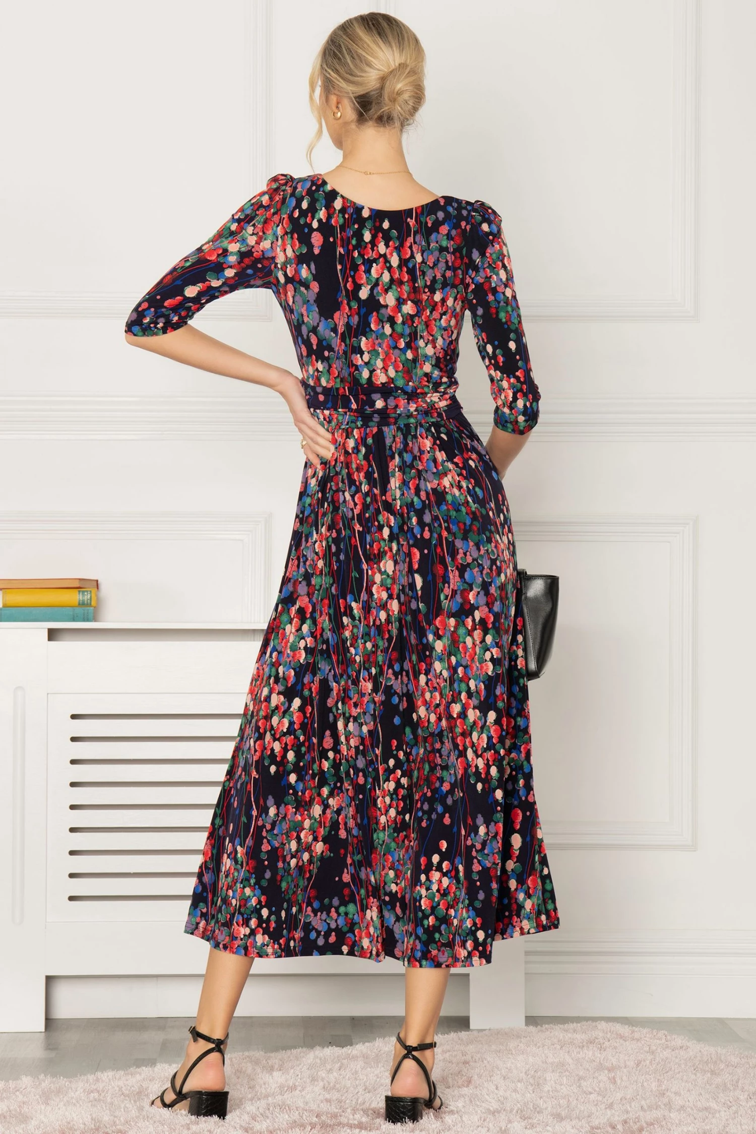 Jolie Moi Blue Pauline 3/4 Sleeve Maxi Dress 4 Jolie Moi Blue Pauline 3/4 Sleeve Maxi Dress - Image 2