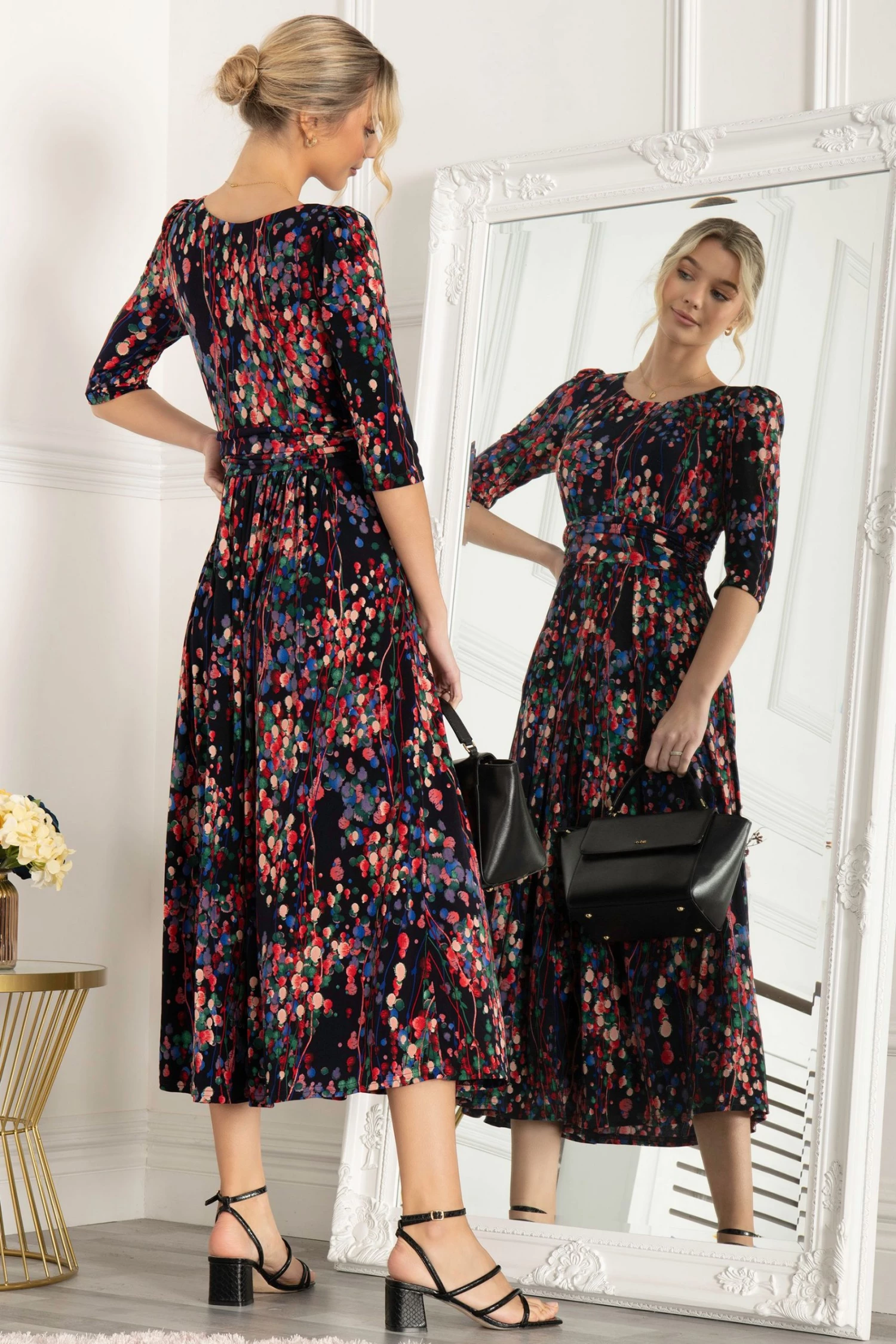 Jolie Moi Blue Pauline 3/4 Sleeve Maxi Dress 6 Jolie Moi Blue Pauline 3/4 Sleeve Maxi Dress - Image 4