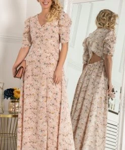 Jolie Moi Pink Puffy Sleeved Maxi Dress -Jolie Moi Sales unnamed file 315 scaled